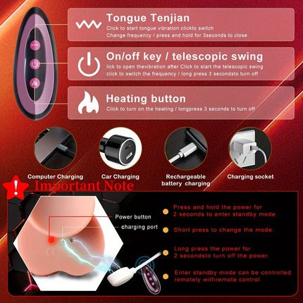 Dildo Realistic Thrusting Vibrating Dildo With Licking And Telescopic Function Ultimate G-Spot And Anal Stimulation Sex Toys 18+