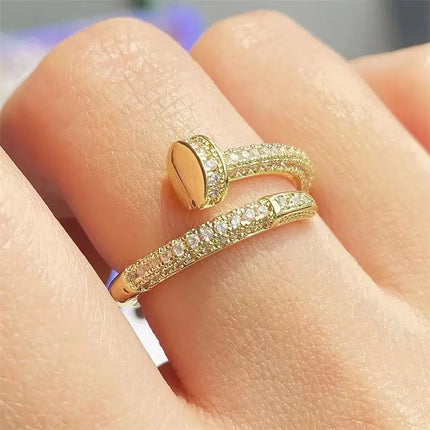 Korean  Punk Cubic Zirconia adjustable ring for Women Office Party Friends Gifts  Jewelry Accessories