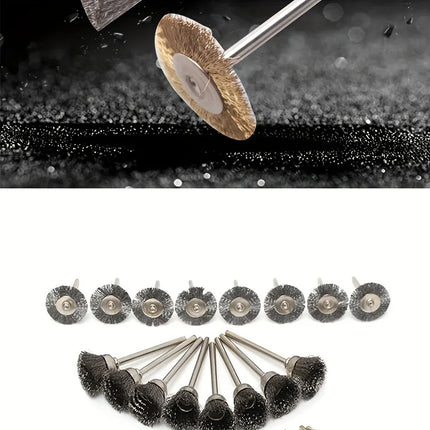 36Pcs Brass Brush Steel Wire Wheels Brushes Drill Rotary Tools Polishing Rotary Tools Metal Rust Removal Brush Set