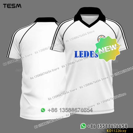 TESM Summer Vintage POLO Shirt Men Stripe Sports V-neck T-shirt Street Trendy Short Sleeve 3D HD Print T-shirt