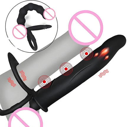 Double Penetration Dildo Penis Vibrator G Spot Massager Sex Toys For Couples Anal Beads Butt Plug Sex Ring For Men Adults 18+