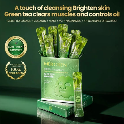 10pcs Mercilen Green Tea Peeling Facial Masks Moisturizing Hydrating Anti-Aging Whitening Peel-Off Face Mask Tearing Masks