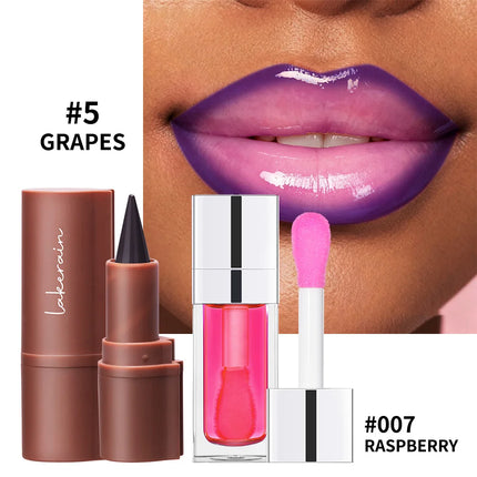 Lip Liner & Lip Gloss Set Shiny Long Lasting Moisturizing Lip Liner and Lip Gloss Combo Multiple Occasions Lips Makeup