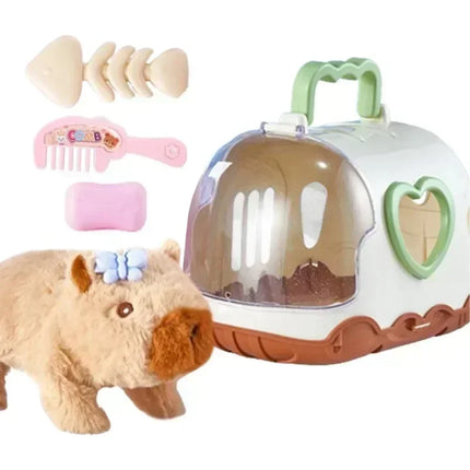 Electric Capybara Walking Doll Toy for Children with Sound Plush Animal Figure Set Random Color Electronic Vocal Doll