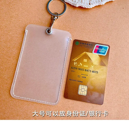 1-10pcs Keychain Card Holder Plastic Heavy Duty Badge Holder Vertical Clear ID Card Holder with Keyring