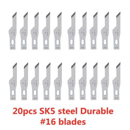 20pcs Wood Carving Blades Cutter Knifes Craft Carve Tool Sculpture Utility Engrave Metal Woodcarve PCB Repair DIY Blade