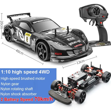 1:10 70km/h High-speed Drift Remote Control Car 2.4G 4WD Rc Off-road Vehicle Dual-speed Rc Car Children's Christmas Gift