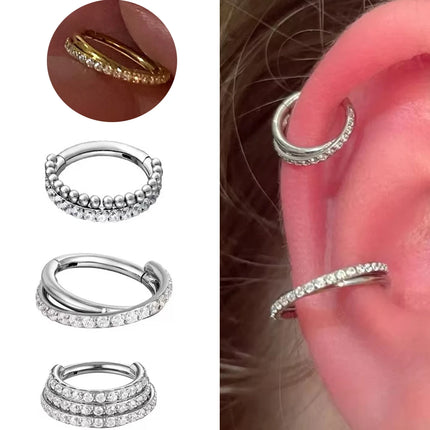 G23 Titanium Hinged Segment Ring Tragus Daith Earring Piercing Jewelry Nose Ring Cartilage Hoops Double Row Helix Septum Ring