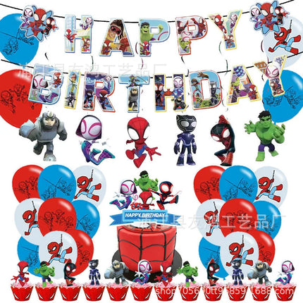 Spidey And His Amazing Friends Happy Birthday Party Decorations SpiderMan Theme Balloons Supplies Tablecloth Tableware Kids Gift