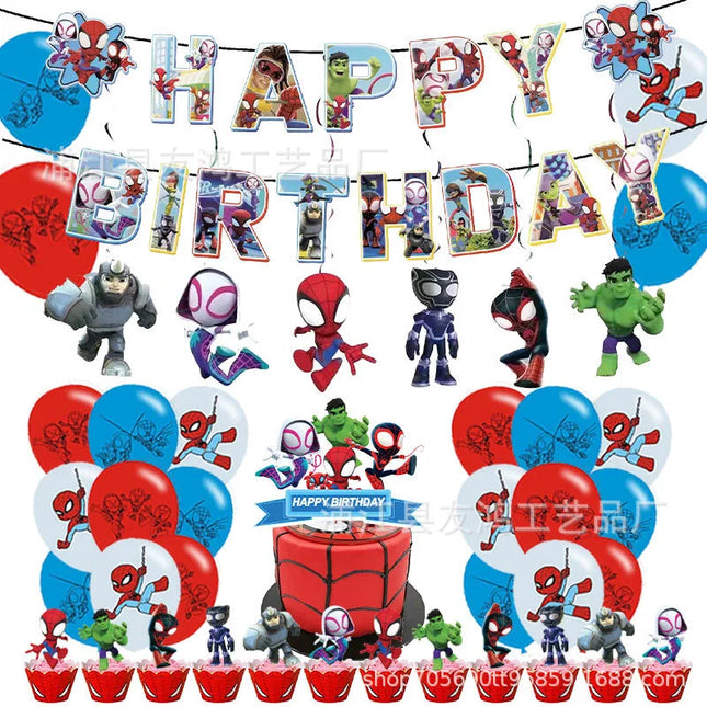 Spidey And His Amazing Friends Happy Birthday Party Decorations SpiderMan Theme Balloons Supplies Tablecloth Tableware Kids Gift