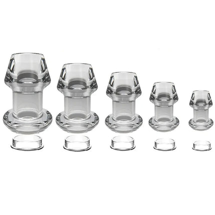 Hollow Speculum Peeking Butt Plug Anal Bead Anus Dilation Expander with Stopper Tunnel Expansion Adult Sex Toy for Women Men Gay