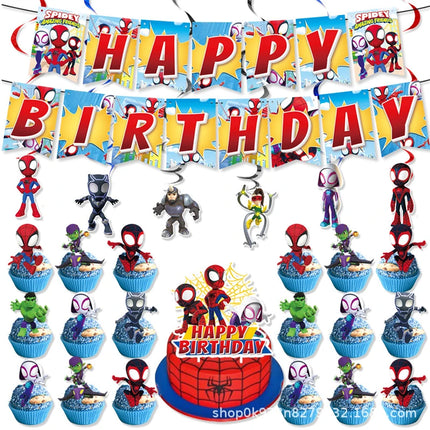 Spidey And His Amazing Friends Happy Birthday Party Decorations SpiderMan Theme Balloons Supplies Tablecloth Tableware Kids Gift