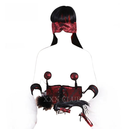 Thierrry Silk Fabric Nipple Pasties Corset Blindfold Arm Cuff Whip Feather Bondage Erotic Sex Toys for Couples Female SM Game