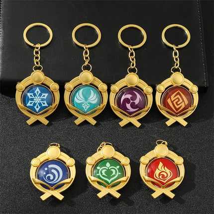 Anime Game Genshin Impact Vision Keychain Luminous 7 Element Weapons Eye Of Original God Toy Luminous Keyring Bag Pendant Gift