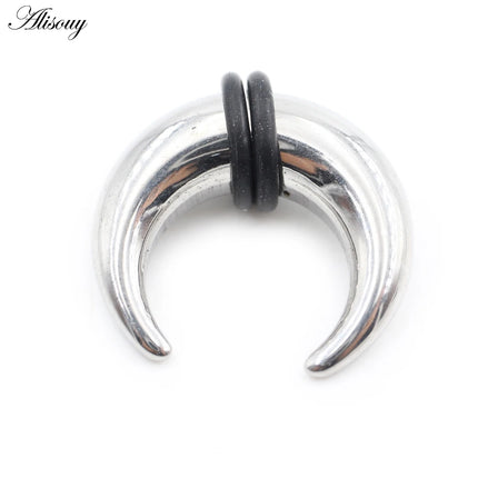 2PCS Stainless Steel C Shape Buffalo Horn Ear Taper Stretcher Expander Septum Captive Tragus Cartilage Piercing Body Jewelry