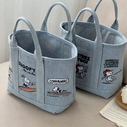 Snoopy Canvas Bag Cute Embroidered Shoulder Bag Fashion Minimalist Tote Bag Outward Handbag Exquisite Commuter Bag Christmas Gif