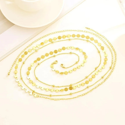 Silver Plated Gold Plated Belly Chain Adjustable Body Chain Bikini Waist Beads for Women Coin Dainty Body Chain for Women