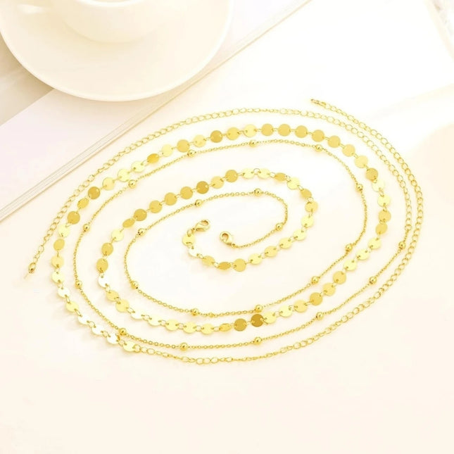 Silver Plated Gold Plated Belly Chain Adjustable Body Chain Bikini Waist Beads for Women Coin Dainty Body Chain for Women