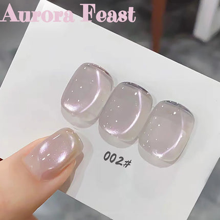 1-12pcs ZH Spring/Summer Ice Transparent Sweet Wine Glass Beads Cat Eye Nail Polish Gel New Flashy Popular Pink Nail Supplies