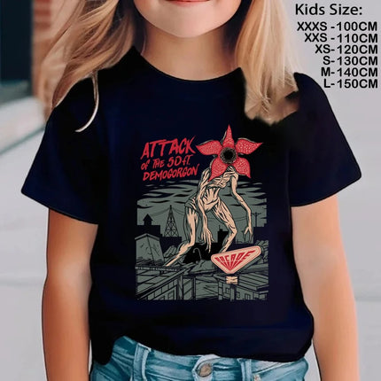 2025 Hawkins Demogorgon Children's Clothing Short Sleeve Kids T-shirt Cute Tees Harajuku T-shirt for Boys Girls