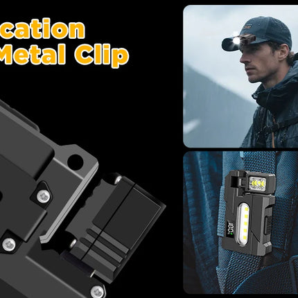 COB+XPE Dual Light Flashlight, 1200LM Adjustable Head with Magne t& Clip,USB Rechargeable Mini Work Light for Camping Hiking EDC
