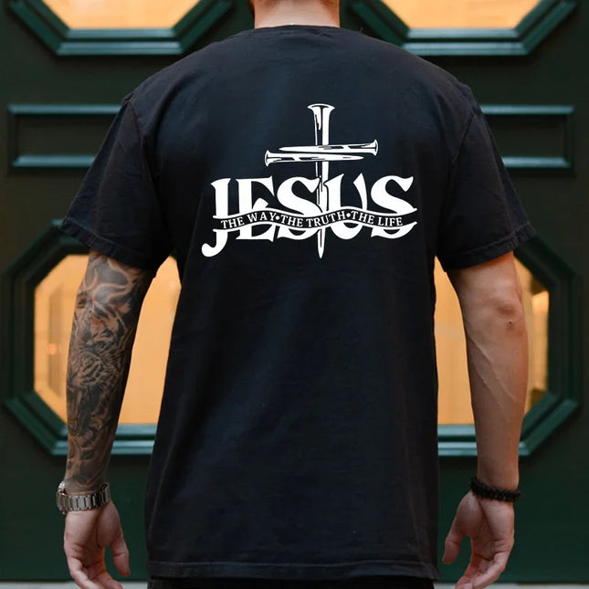 Men's T-Shirt Jesus Christ Back Printing T-Shirt Fashion Graphic Tops Gift for Christian Jesus Streetwear Oversized Y2k Clothing