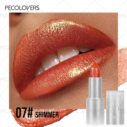 1PC Shiny Metallic Lipstick - Pearlescent Lip Gloss, Suitable for All Skin Types, High Pigmentation, Mild Formula, New Year Gift