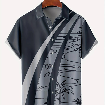New Hawaii Men's Vintage Shirts Casual Breathable Short Sleeve Tops Beach Party Plaid Tops Short Sleeve Men's Clothing