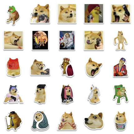 10/25/50pcs Funny Cartoon Dog Meme Stickers Decals Phone Case Pad Water Cup Travel Suitcase Scrapbook Skateboard Car Decals