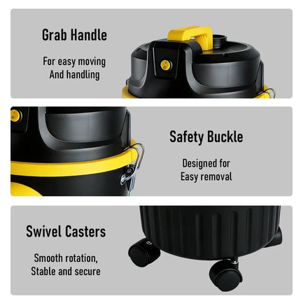22L High-Power Vacuum Cleaner for Car Home Commercial Use Wet And Dry Large Suction Dust Collector Machine Shop Vacuum Bucket