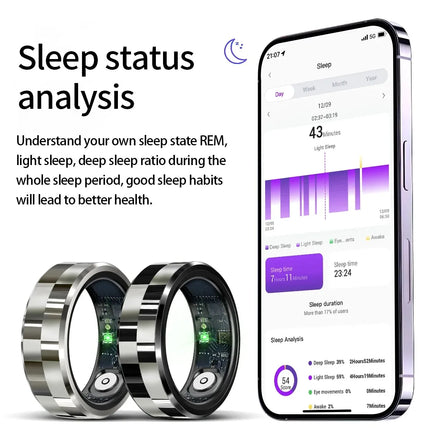 Smart Ring Luxury Fashion Finger Ring Men 5ATM Waterproof Support Swimming Health Tracker Heart Rate Blood Oxygen Monitoring New