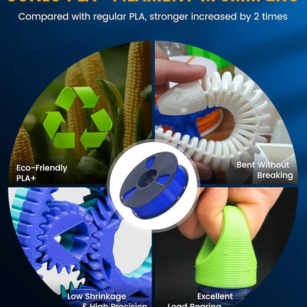 SUNLU 5KG PLA Plus 2.0 3D Printer Filament 1.75mm 1000g Spool (2.2lbs) Neatly Arranged No Knot Filament Fit Most FDM Printer