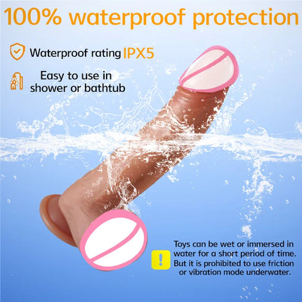 1pc 8.6inch Thrust Realistic Dildo Vibrator With 10 Telescopic And 10 Vibration Modes With Heating, Silicone Soft Realistic Remote Control Adult Sex Toy For G-spot Vibration Stimulation With Powerful Suction Cup