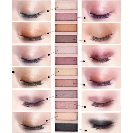 Nude Eyeshadow Palettes Matte Pearlescent Long-lasting Non-smudged Earth Colors Makeup Eyeshadow Pearlescent Eyeshadow 12-colors