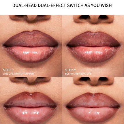 Lip Pencil Liquid Liner Double Head 2in1 Waterproof Tint Nude Oil Plump Gloss Mirror Lasting Moisturizing