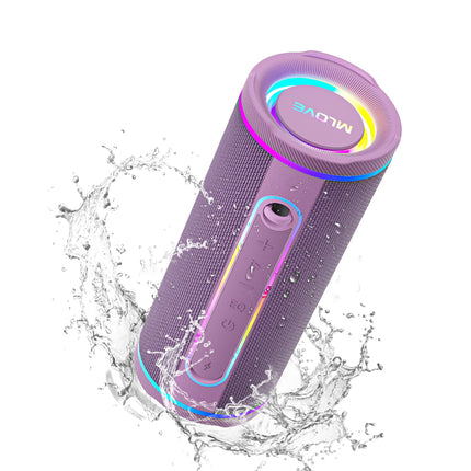 MLOVE Portable Bluetooth Speaker – Powerful Dual Sound, Colorful RGB Lighting, Fully Waterproof (IPX7), TWS Enabled