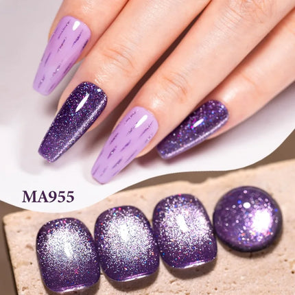 7ml Cat Reflective Magnetic Gel Nail Polish Purple Red Glitter Semi Permanent UV Gel Varnish Soak Off Nail Supplies Manicure DIY
