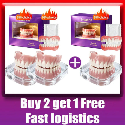 Comfort Silicone Dentures, Unisex Upper/Lower Teeth, DIY Temporary Fix for Confident Smile in Minutes