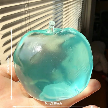 Squishy Crystal Clear Apple Squeeze Toy, Moldable Non-Rebound Stress Relief Ball, Sensory Fidget Toy for Anxiety Relief