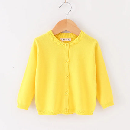 1 to 9 Years Children's Sweater Spring Autumn Girl Long Sleeve Yellow White Sweater Knit Jacket Korean Style Kid's Cardigan Top