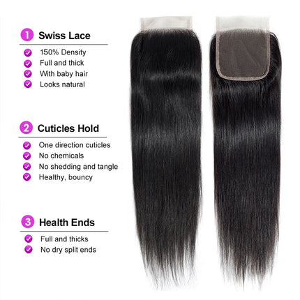 4x4 Loose Wave Closure 12A Human Hair Brazilian Lace Closure Deep Curly Straight Body Wave Lace Closure Remy Human Hair Closure