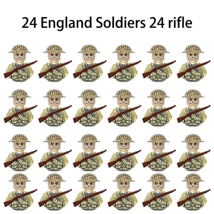 WWII Infantry Military Soldier War National Army Mini Gun Weapon Models Building Blocks Building Blocks Toys for Kids