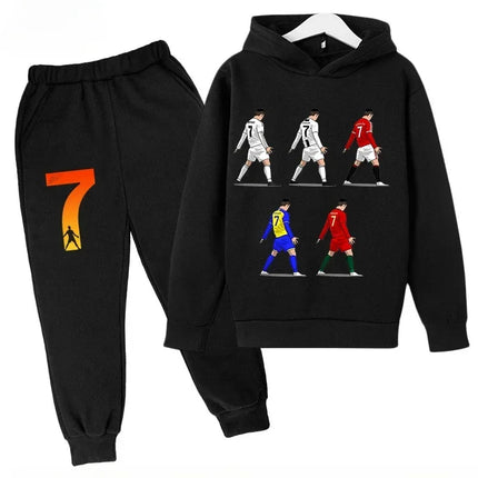 Spring Autumn Cr7 Ronaldo 3-12Y Children's Set Hoodie+Pants Suit 2-piece Set Boys Girls Casual Kids Tracksuits