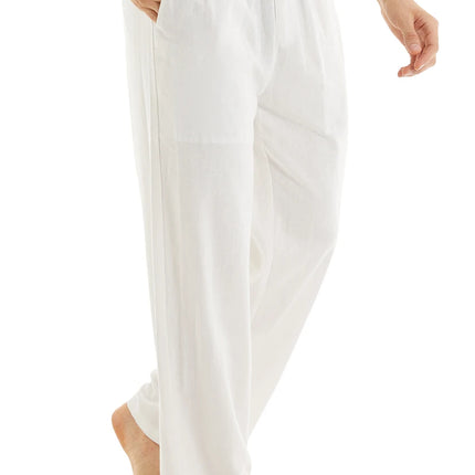 Men's Casual Linen Cotton Yoga Pants Breathable Loose Sweatpants Beach Trousers Lounge Pants Elastic Waist Fitness Pants