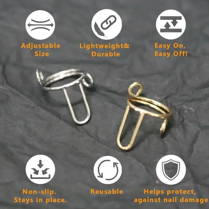 10PCS Nail Rings Fingertip Nail Rings for False Nail Women Girls Phalanx Ring Adjustable Reusable Removable Nail Art Decoration