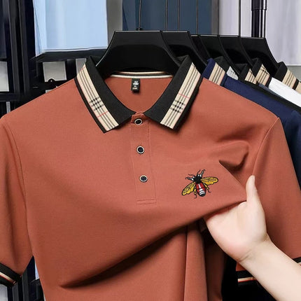 Men's New Embroidered Summer Short-Sleeved Polo Shirt with Trendy and Fashionable Design, Golf Top, Casual T-shirt