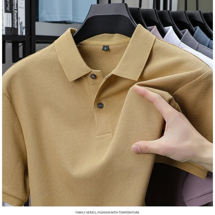 Men's 100% Cotton Polo Shirt - Summer Casual Breathable Tee, 19 Colors, Ideal for Golf and Sports, Business Casual, Silk-Like Finish