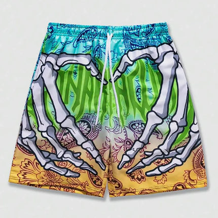 Men's summer skeleton shorts plus size casual men's thin sports running shorts men's jogging sportswear fitness sweatpants
