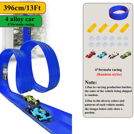 Net Bag 13Ft/16.3Ft Flexible Track Toy & Miniature Car DIY Competitive Rail Vehicle Game Educational Gift for Children Christmas