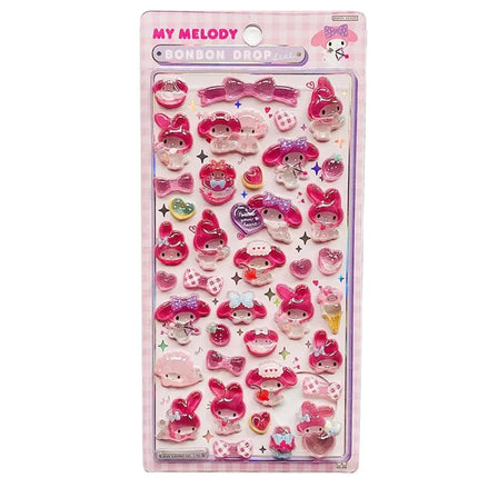 2026 New Sanrio Cartoon Cute 3D Crystal Relief Stickers DIY Notebook Sticker Party Stickers Kuromi My Melody Laptop Fridge Decor